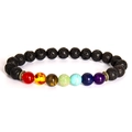 Handmade 7 chakras volcanic lava stone and tiger eye beaded energy bracelet for men - Bronze Chalcedony Style Bracelet