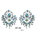 Detail of symmetrical AB crystal body jewels for festivals with colorful resin rhinestones - XT-23 AB Laser Jewel Sticker