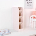 Pale pink desktop organizer with four slanted compartments for stationery storage - Slanted Wheat Straw Beige Small