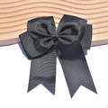 Black 6-inch ribbed ribbon hair clip with double-layered fishtail streamers for girls - Black