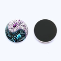 Yin Yang Tai Chi Glas Kühlschrankmagnet mit bunten Schmetterlings- und Blumenmustern - Bunter Schmetterling Herz Yin Yang (30MM)