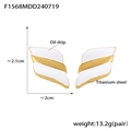 Orecchini ad ala in acciaio al titanio placcati oro 18 carats con smalto bianco - Bianco Oro (F1568)