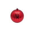 Glossy red pumpkin-shaped Christmas ornament with vertical grooves for festive tree decoration - 3cm Without Cap/String / Bright Red