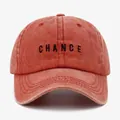 Brick red baseball cap with CHANCE embroidery in a vintage washed style - Adjustable / Orange