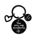 Matte black stainless steel keychain with sun engraving and You Are My Sunshine quote - You are my sunshine (XYY034) Black