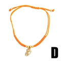 Orangefarbenes geflochtenes Armband mit goldfarbenem Affenanhänger und Zirkonia-Details - Stil D (Oranges geflochtenes Seil - Goldener Affe)