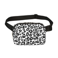Adjustable crossbody waist bag featuring a stylish black and white leopard print pattern - Leopard Black White