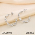 Minimalist silver twisted hoop earrings with 25x4mm dimensions and 3.6g weight - Small (25x4mm) / Steel