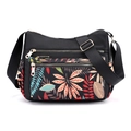 Borsa a tracolla in nylon con stampa di foglie colorate e tasche multiple con zip - Motivo Foglie Rosse