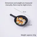 Miniature black frying pan with fried dumplings model, 6cm size food play pendant - Fried Dumplings Pan - No Hook