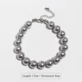 Silver-grey pearl bracelet with 17cm length and 6cm extension chain and lobster clasp - 10mm Bracelet