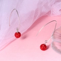 Eleganti orecchini in argento S925 con sfera di cristallo Shamballa rossa per donna - Rosso