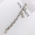 Silver metal link phone chain with heart and 3D teddy bear charms on an open book - K286 Metal Chain (Bear + Heart)