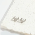 Pendiente ear cuff de corazón en plata con circonitas brillantes para mujer - Corazón - Plata