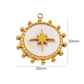 Detalle de colgante redondo dorado de 20mm con incrustación de nácar y estrella de ocho puntas - Estilo Circular Nácar Estrella De Ocho Puntas