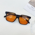 Square black frame sunglasses with amber lenses and stylish oversized retro design - Black Frame Orange Lens