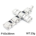 Zilveren roestvrijstalen kruishanger in industriële stijl, gezandstraald, 63x36mm - Zilveren Tandwiel Industriële Stijl Hanger (Zonder Ketting)
