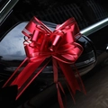 Large red ribbon bow decoration for car mirror and wedding gift packaging - 50# Silk Matte Wine Red 10Pcs/Pack
