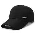 Klassieke zwarte katoenen baseballpet met een stijlvol zilveren metalen bliksem-logo - Verstelbaar / Zwart