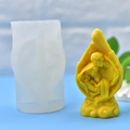 Family angel statue silicone mold with finished yellow feather sculpture artwork - Angel Family (Feather Style)