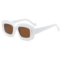 Y2K square sunglasses with a white frame, brown lenses, and gold metal accents - White Frame Brown Lens