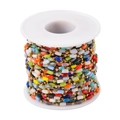 Close-up of multicolored stone beads on a gold stainless steel chain for DIY jewelry - Gold-Multicolor