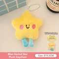 Llavero de estrella de peluche amarillo con pies azules para mochilas escolares - Llavero de Estrella de Peluche con Pies Azules
