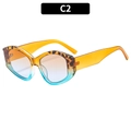Irregular cat-eye sunglasses with tortoiseshell frames and vibrant orange temples - C2-Yellow Tortoise Gradient Tea Blue Lens