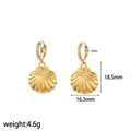 Fashionable gold shell earrings with cubic zirconia inlay and 8mm inner ring diameter - Shell Shape Style (TE60369)