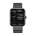 F57L smart watch in black finish featuring a metallic three-bead stainless steel band - Bamboo Steel Strap / Black
