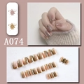 Unghie finte rosa con accenti in foglia d'oro e stile French tips, codice A074 - A074 Sfumatura Bordo Dorato (A074)