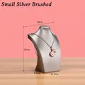 Small necklace display bust stand in brushed silver resin for jewelry showcase - Silver Brushed [Small 25cm]