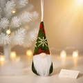 Gnomo di Natale decorativo con cappello lavorato a maglia verde e lunga barba bianca - Verde con Fiocchi di Neve a Maglia B