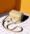 Petit sac bandoulière cylindrique jaune clair avec fermoir doré et sangle réglable - Jaune Oie Pâle