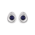 Orecchini geometrici in argento S925 con lapislazzuli blu e design minimalista - Argento 925 / Oro Bianco