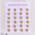 Set mit 12 Paar goldene Stern-Ohrstecker aus Edelstahl mit funkelnden Zirkonia - Kleiner Stern (6mm)