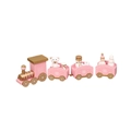 Pink and gold wooden mini Christmas train decoration with snowmen and bear figures - Pink