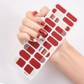 Full set nail art stickers in burgundy and grey with gold accents on model hands - Wine Red Milk White Grey Purple Gold Line Style (SS-012)