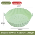 8 inch round green silicone air fryer liner with side handles and oil drainage texture - L (8 Inch) / Green