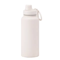 Creamy white 1L stainless steel sports water bottle with matte finish and portable handle - Ivory White - Sport