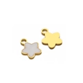 Star shaped pendant in gold finish with white enamel detail for DIY necklaces - Flower / White