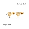 18K gold plated heart stud earrings in stainless steel with sunburst texture detail - Heart / Gold