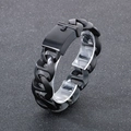 Matte black stainless steel Cuban link bracelet with square buckle for men - 20mm Width / Matte Black (KB187079-KJX)