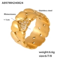 Anello vintage in acciaio inossidabile placcato oro 18K con cuori e strass scintillanti - US 6 / Oro