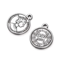 Vintage silver coin charms featuring Elizabeth II and Dos Pesos relief for DIY jewelry - Round 2 Medium 5.5g / 4 Pieces Per Pack