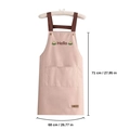 Pink cotton linen apron with Hello embroidery and pocket, size 71x68 cm for kitchen use - Pink - Waterproof H-Strap Button