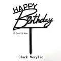 Σετ 10 μαύρων ακρυλικών διακοσμητικών Happy Birthday για τούρτα με καρδιές - Happy Birthday Τύπος 1 / Μαύρο