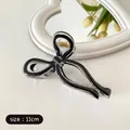 Elegant 11cm black and clear bow hair claw clip made of high-quality acrylic - Black