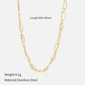 Golden double layer stainless steel necklace with interlocking oval links - Double Layer Necklace (No Pendant)