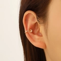 Ear cuff dorado de doble capa con diseño cruzado retorcido para mujer sin agujero - Cruz Torsional de Doble Bucle - Dorado (A-329)
